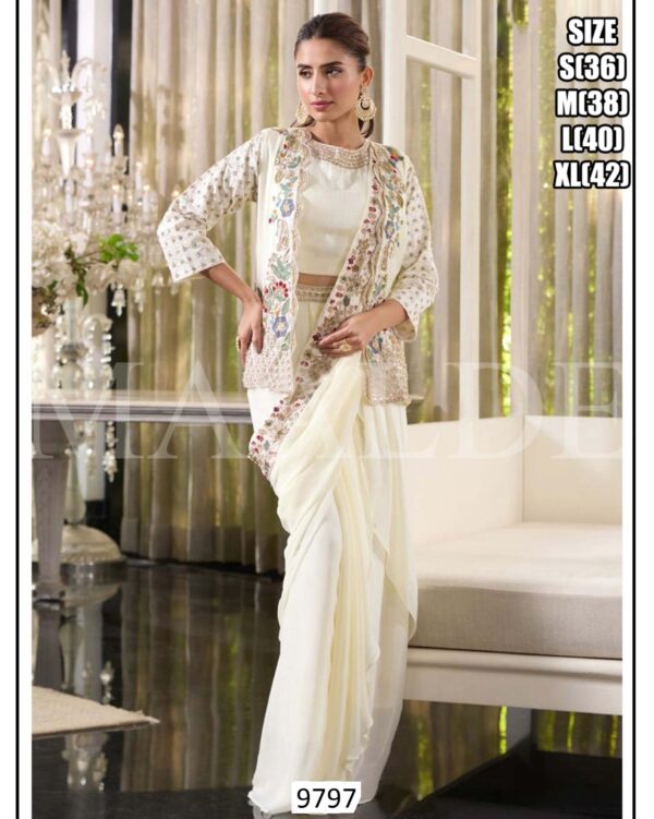 Designer Muslin Handwork Suit - Image 8