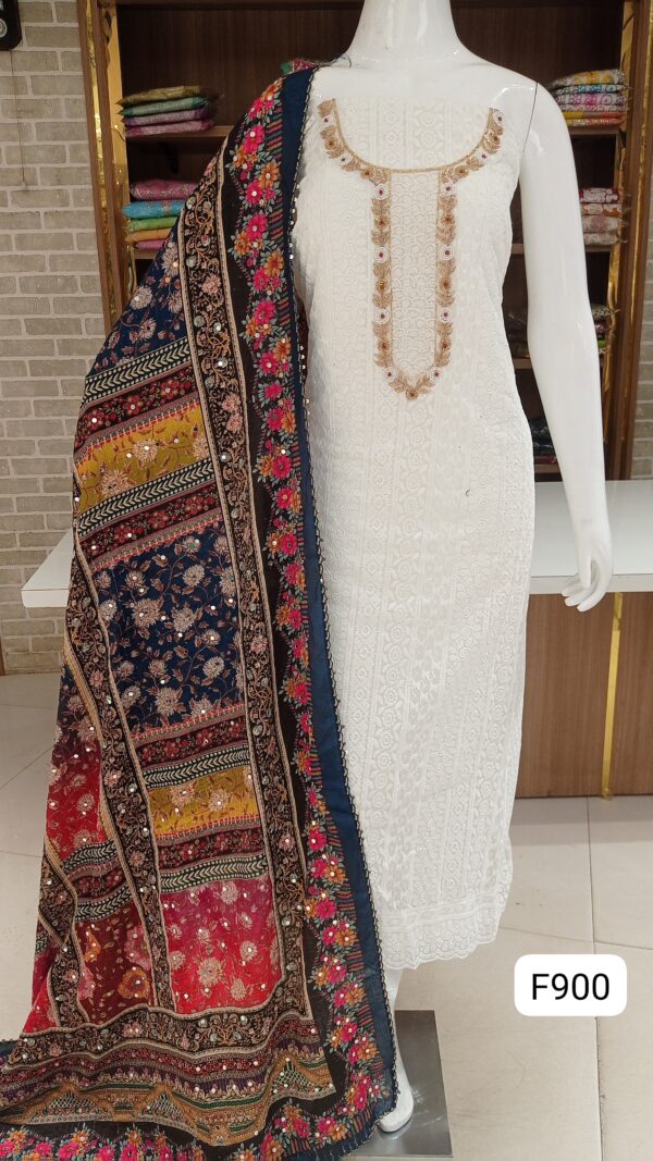 Chikankari Self Embroidered Suit - Image 2